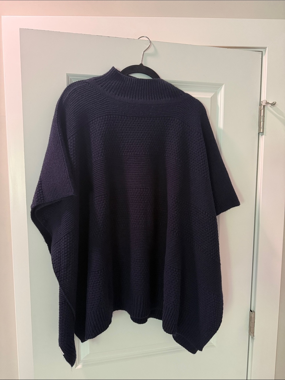 Ann Taylor Navy Textured Knit Poncho Sweater
